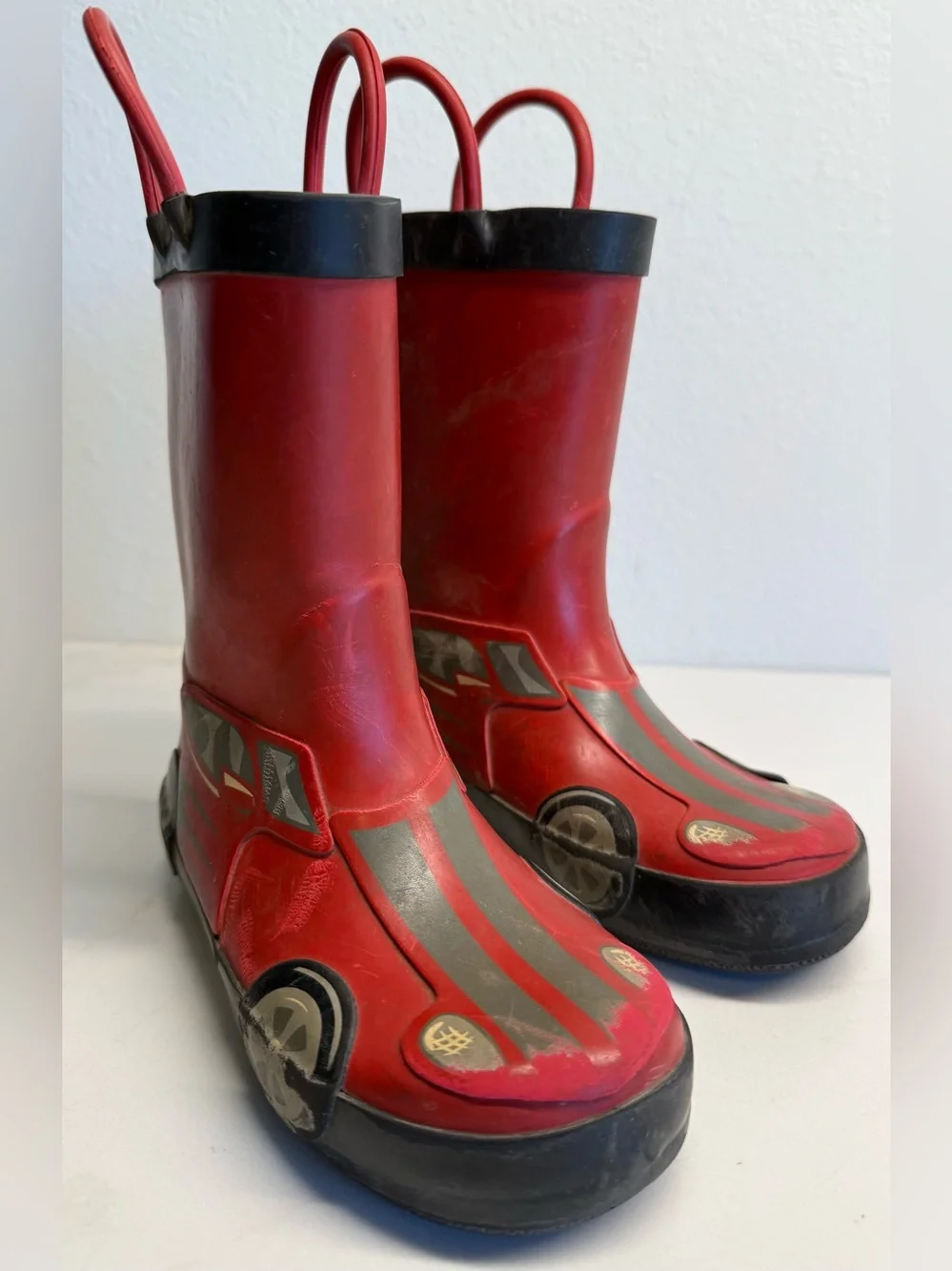 Cat & Jack Red Race Car Rain Boots Toddler Size 8